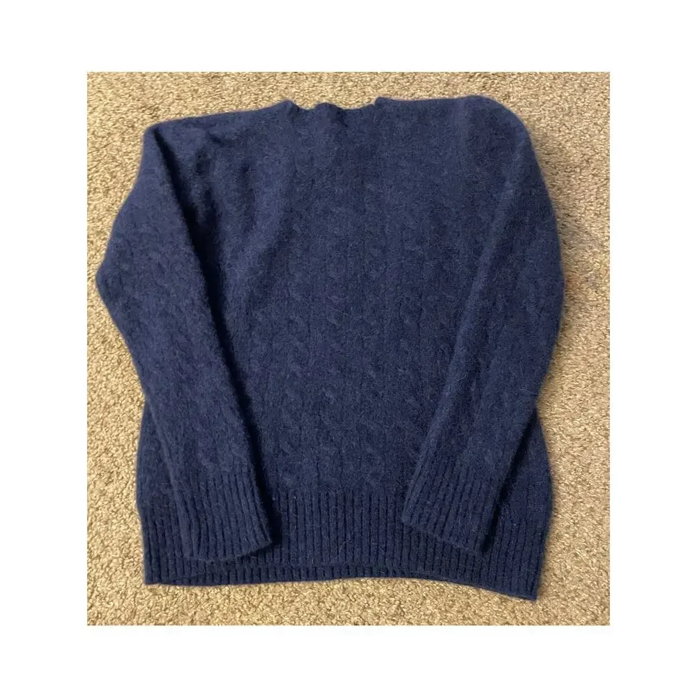 Polo Ralph Lauren Wool Alpaca Women Small Cable Knit Sweater Chunky Academia